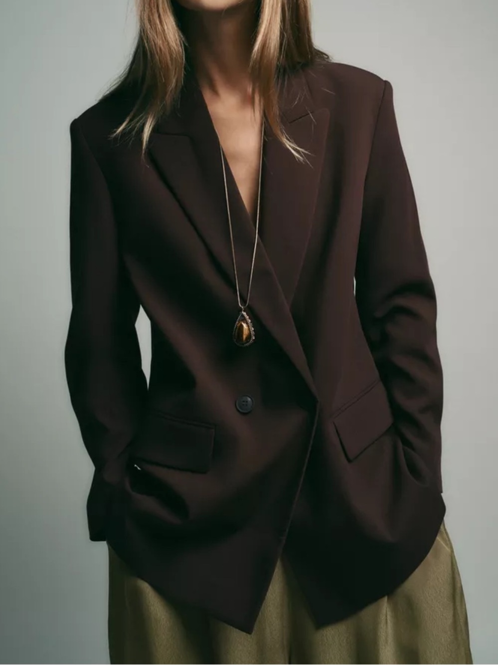Zara NWT oversized double breasted blazer brown 2753/122